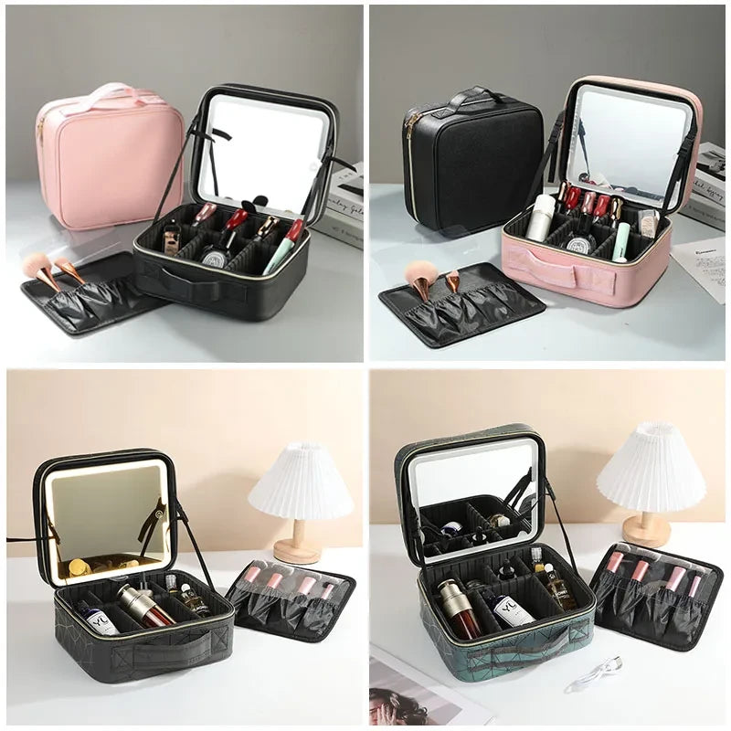 Portable LED Lighted Makeup Case