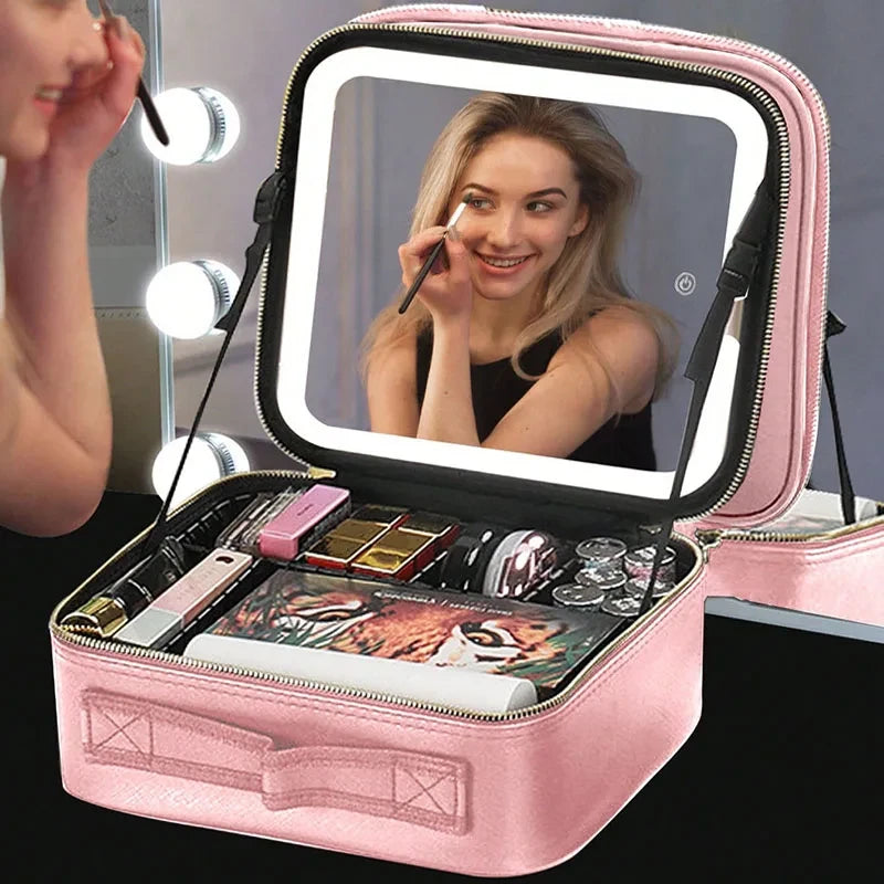 Portable LED Lighted Makeup Case