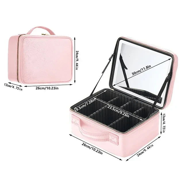 Portable LED Lighted Makeup Case