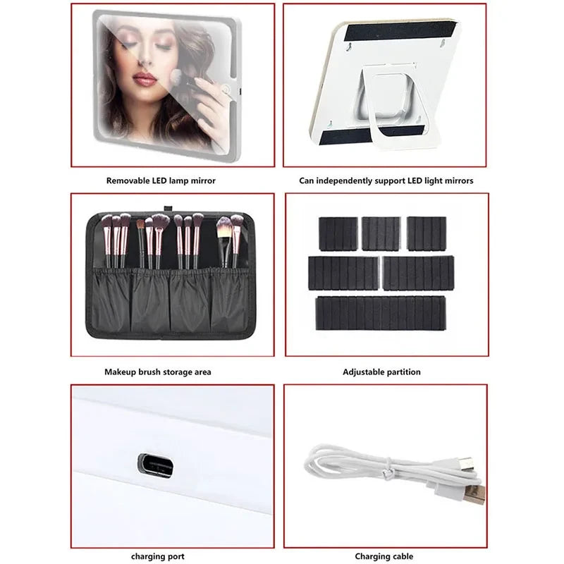 Portable LED Lighted Makeup Case