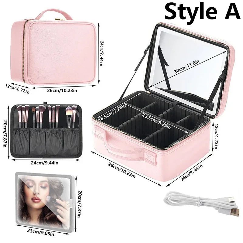 Portable LED Lighted Makeup Case