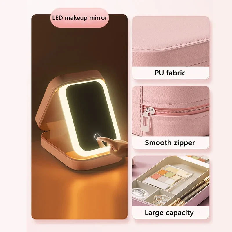Portable LED Lighted Makeup Case