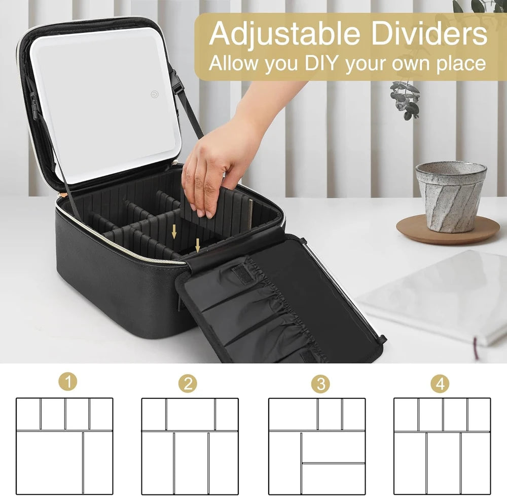 Portable Travel Makeup Case with LED Mirror