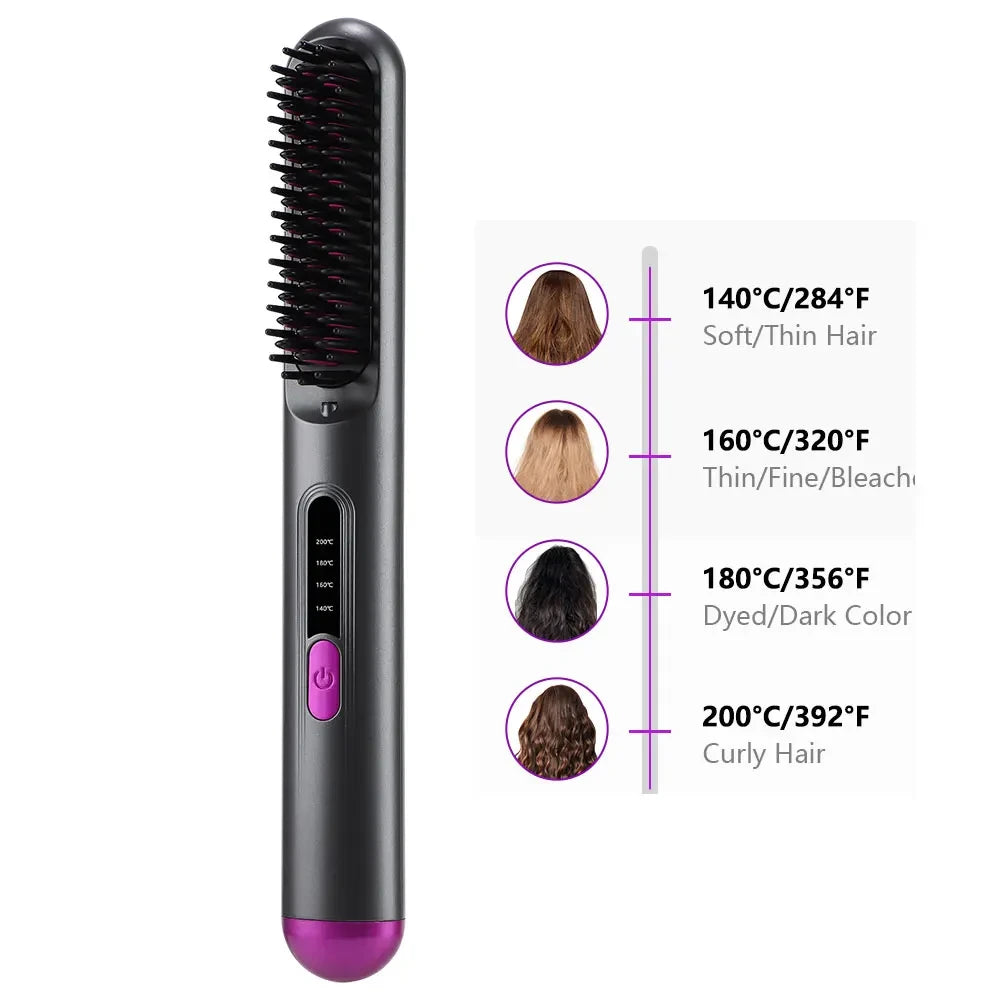 Cordless Ceramic Hair Straightening Brush