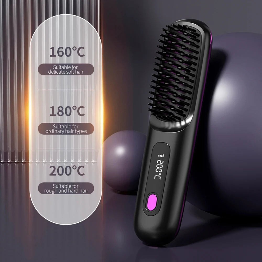 Cordless Ceramic Hair Straightening Brush